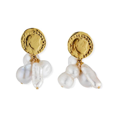 Irregular shaped pearl jewelry good quality earrings in real gold plating 